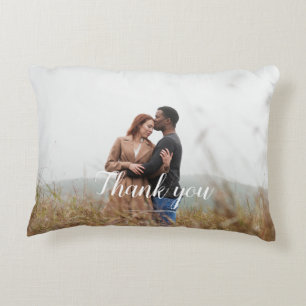 Custom Hand-Lettered "Thank You" Photo  Accent Pillow