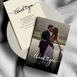 Custom Hand-Lettered Wedding Photo Thank You Card<br><div class="desc">A great and thoughtful way to thank your friends,  family,  and coworkers who graced you their presence on your your wedding day with this modern photo thank you cards with script hand lettered "thank you" and a love heart.</div>