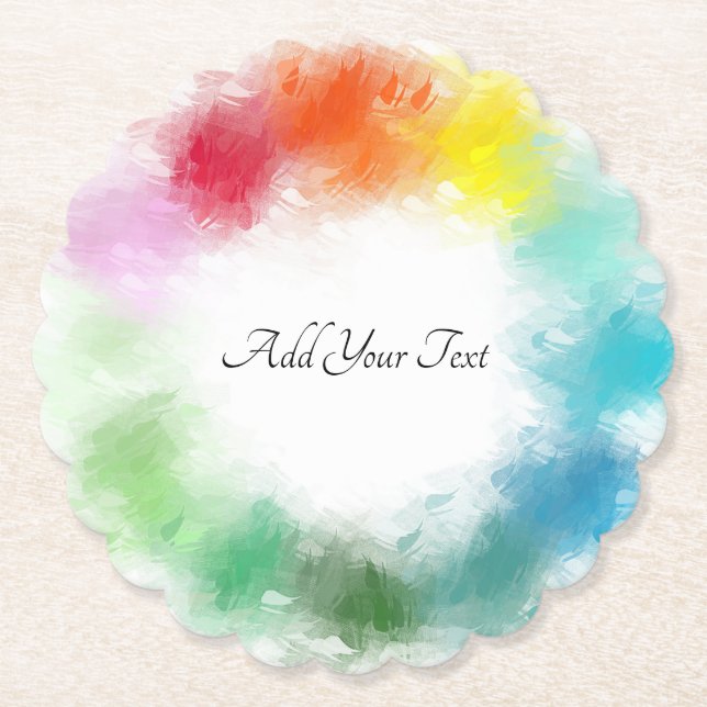 Custom Hand Script Modern Colourful Template Trend Paper Coaster (Front)