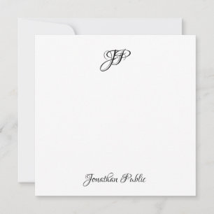Custom Hand Script Monogram Simple Personalized Card