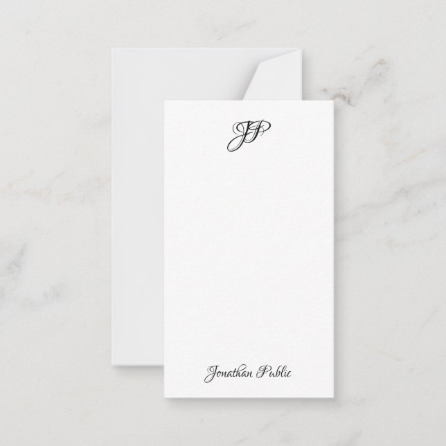 Custom Hand Script Name Monogram Simple Card (Front)
