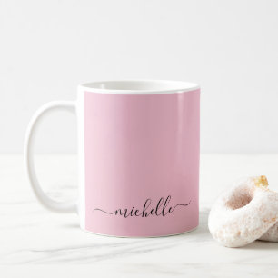 Custom Hand Script Text Name Color Blush Pink Coffee Mug