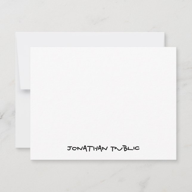 Custom Hand Script Text Simple Personalized Flat Card (Front)