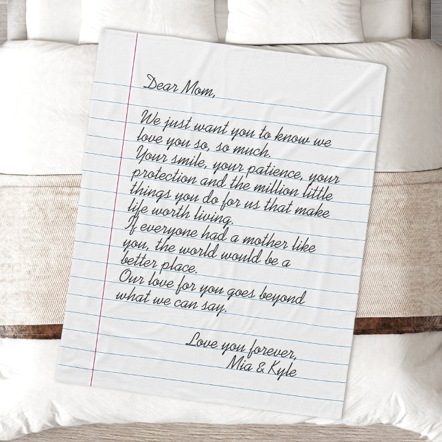 Custom Hand Written Script Letter Love Message Mom Fleece Blanket (Creator Uploaded)
