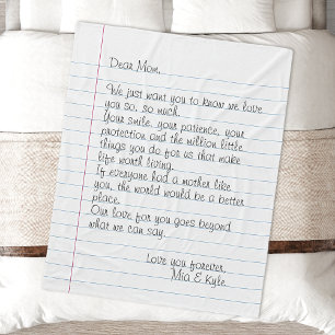 Custom Hand Written Script Letter Love Message Mom Fleece Blanket
