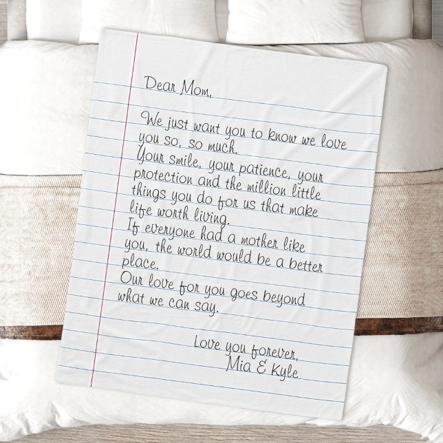 Custom Hand Written Script Letter Love Message Mom Fleece Blanket (Creator Uploaded)