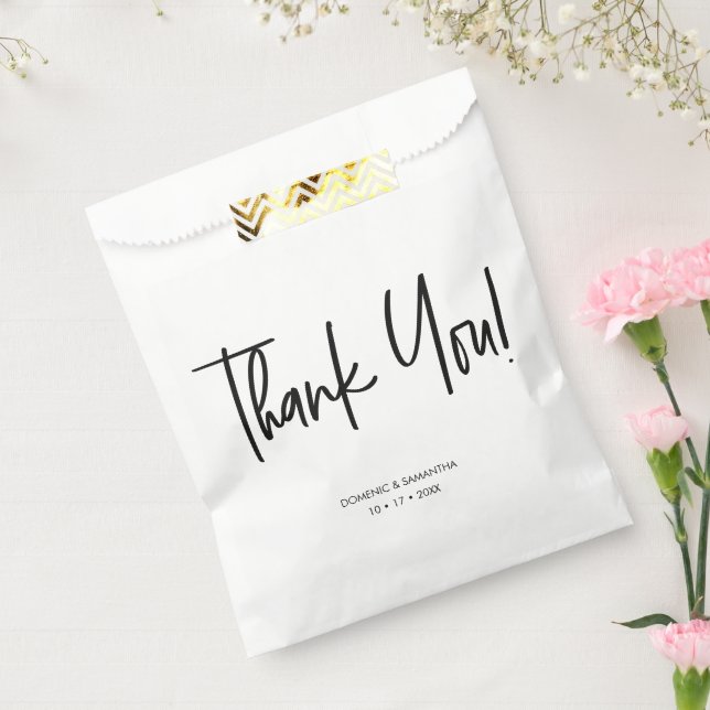 Custom Handlettering Chic Thank You Script Wedding Favour Bag (Sealed)