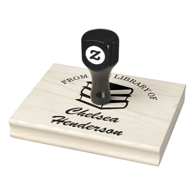 Custom Handmade Books From The Library Of Name Rubber Stamp (Stamp)