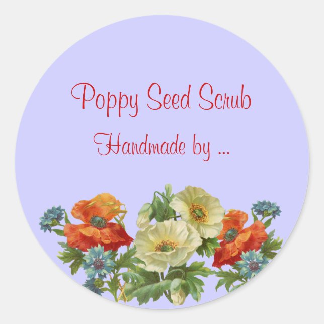 Custom Handmade Soap Poppy and Cornflowers Sticker (Front)