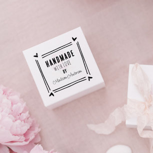 Custom Handmade with love, Heart Frame  Rubber Stamp