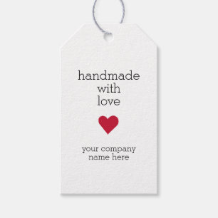 Custom Handmade with Love Heart Gift Tag