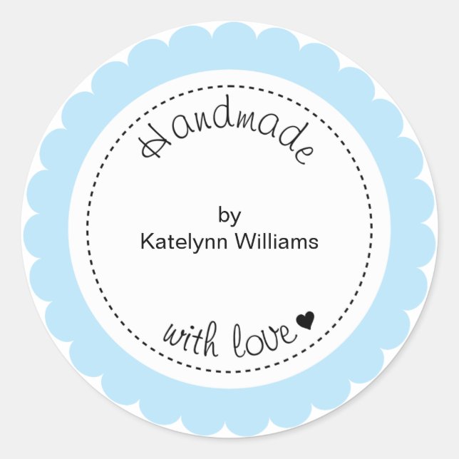 Custom Handmade With Love Party Favour Stickers (Front)