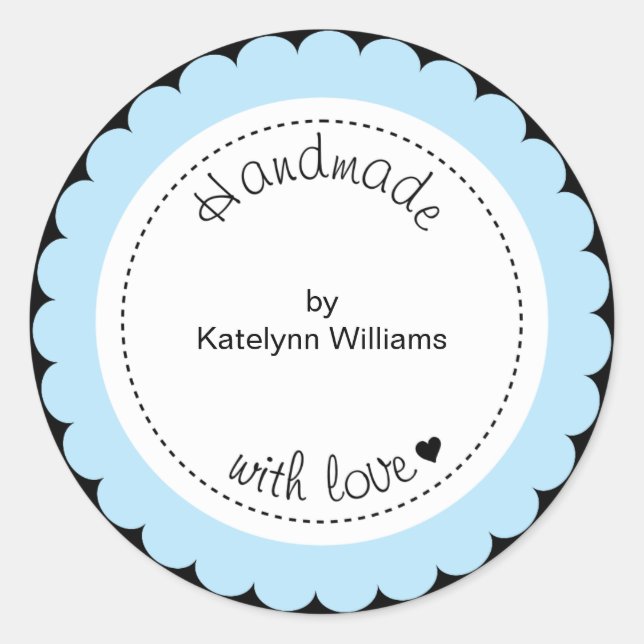 Custom Handmade With Love Party Favour Stickers (Front)