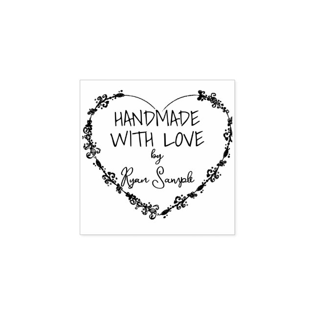 Custom Handmade With Love Rubber Stamp (Imprint)