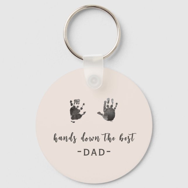 Custom Handprints Best Dad Keychain (Front)