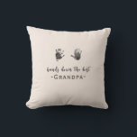 Custom Handprints Best Grandpa Throw Pillow<br><div class="desc">A sweet keepsake pillow for the best grandpa. To add handprints, take a photo of your child’s handprints and upload the photo to your computer. Use a background remover such as the website remove.bg or canva to remove the background. Upload your photo to Zazzle. Please message me if you have...</div>