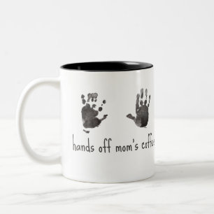 Custom Handprints Funny Mom Two-Tone Coffee Mug
