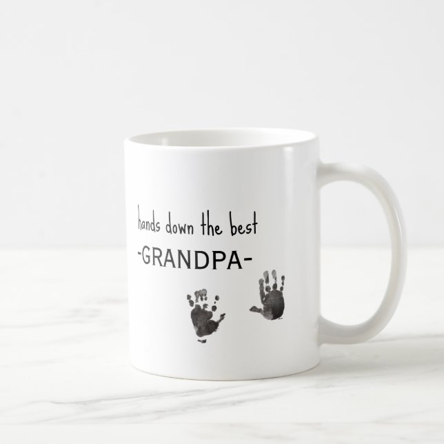 Custom Handprints Photo Best Grandpa Coffee Mug (Right)