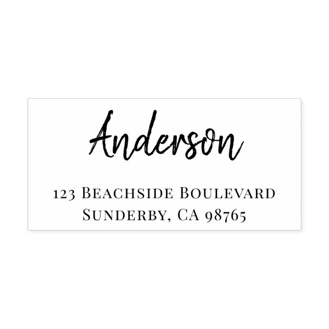 Custom Handwriting Brush Script Name And Address Rubber Stamp (Imprint)