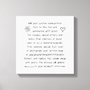 Custom Handwriting Canvas Print