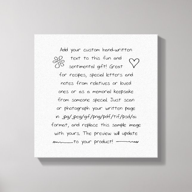 Custom Handwriting Canvas Print (Front)