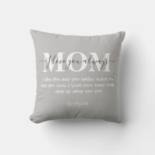 Custom Handwriting Grey, Photo at back Mothers day Throw Pillow