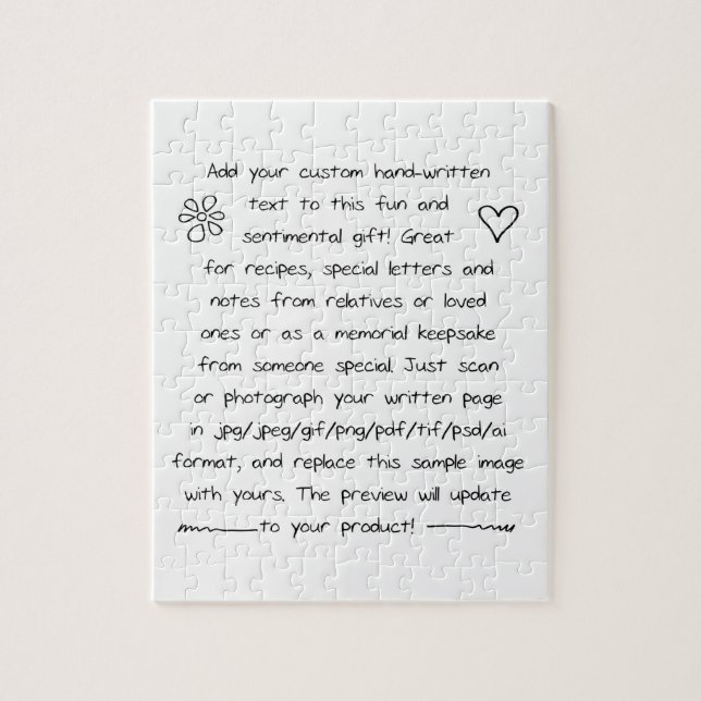 Custom Handwriting Jigsaw Puzzle (Vertical)