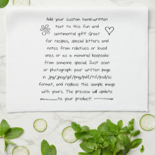 Custom Handwriting or Recipe Kitchen Towel