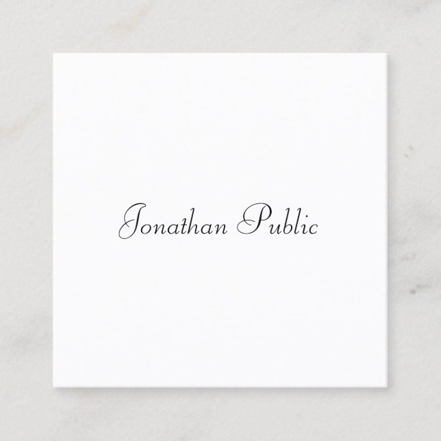 Custom Handwriting Script Elegant Simple Template Square Business Card (Front)