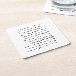 Custom Handwriting Square Paper Coaster