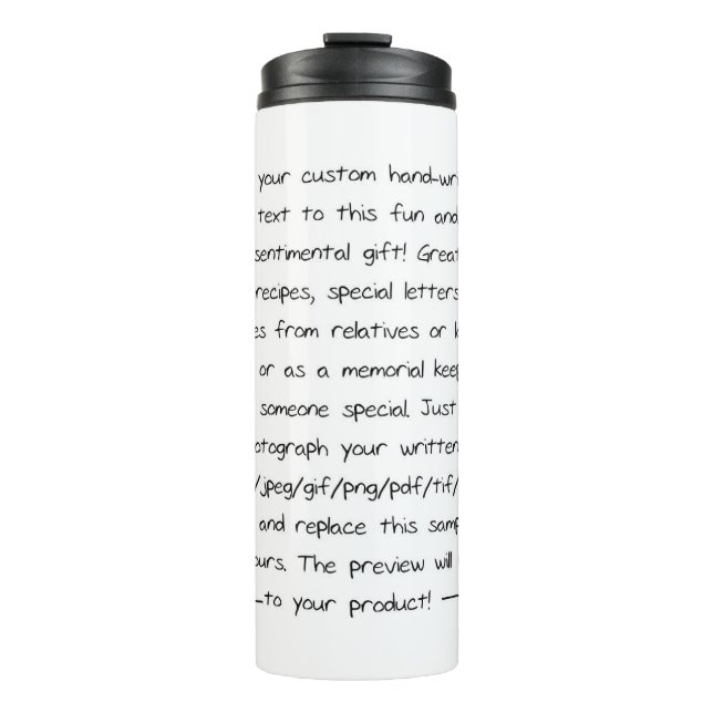 Custom Handwriting Thermal Tumbler (Front)