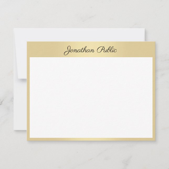 Custom Handwritten Gold Script Text Personalized Card (Front)