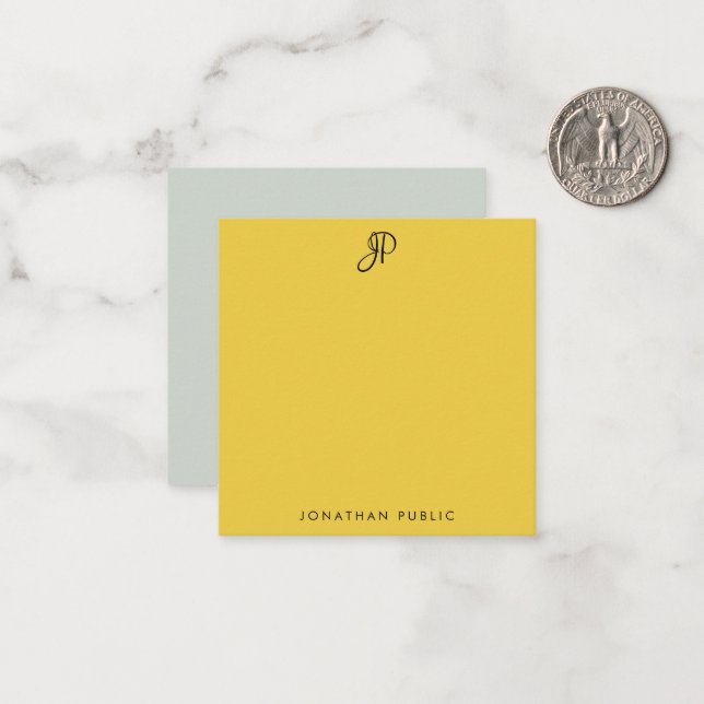 Custom Handwritten Monogram Elegant Colour Templat Card (Front/Back In Situ)
