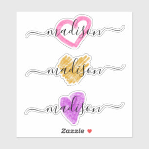 Custom Handwritten Name Monogram Hearts