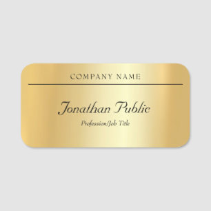 Custom Handwritten Script Elegant Glamorous Gold Name Tag