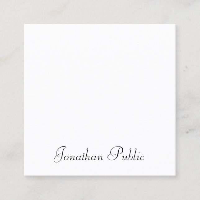Custom Handwritten Script Elegant Simple Template Square Business Card (Front)