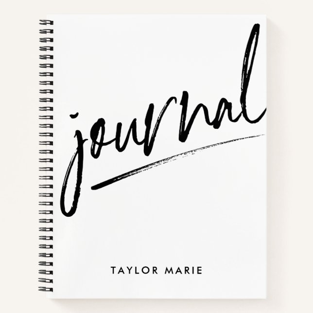 Custom Handwritten Script Journal Black and White (Front)
