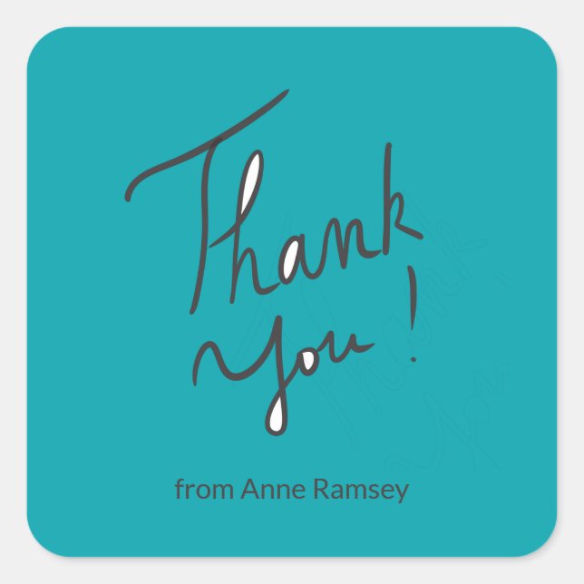 Custom handwritten script minimalist Thank You Square Sticker (Front)