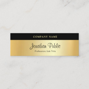 Custom Handwritten Script Modern Elegant Gold Mini Business Card