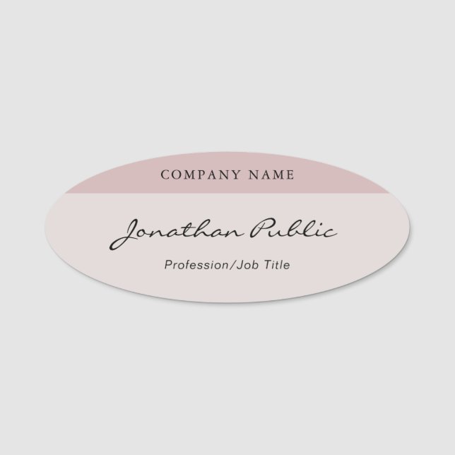 Custom Handwritten Script Modern Elegant Template Name Tag (Front)