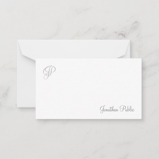 Custom Handwritten Script Monogram Minimalist Card (Front)