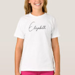 Custom Handwritten Script Monogram Name Girls Cute T-Shirt<br><div class="desc">Girls Personalized Monogram Name White Template Elegant Trendy Girls' T-Shirt.</div>