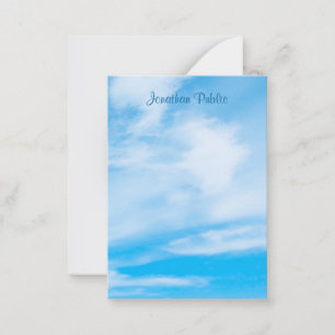 Custom Handwritten Script Name Blue Sky Clouds Card