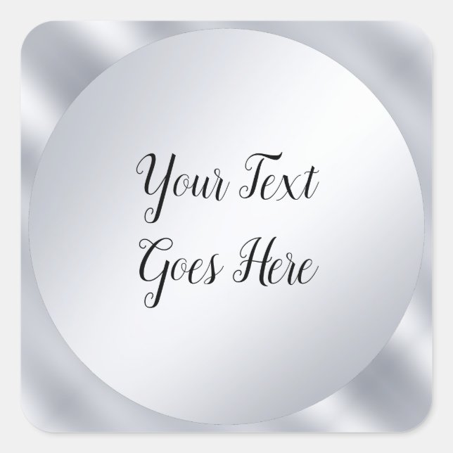 Custom Handwritten Silver Look Elegant Template Square Sticker (Front)