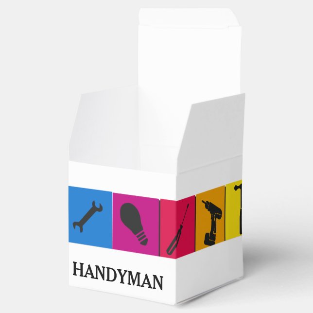 Custom Handyman Coloured Repair Carpenter Tools Favor Box (Opened)