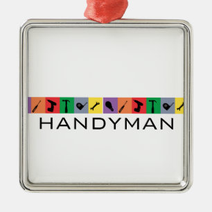 Custom Handyman Coloured Tools Metal Ornament