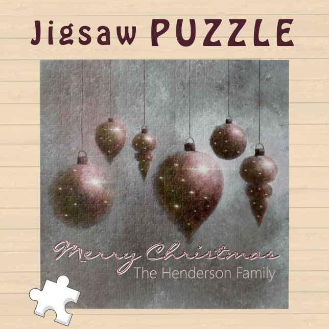 Custom Hanging Christmas Baubles Copper Grey -  Jigsaw Puzzle (Creator Uploaded)