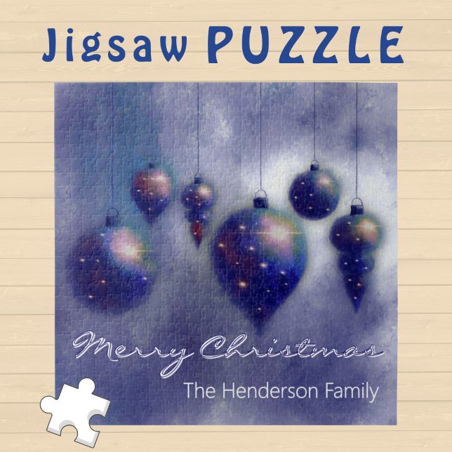 Custom Hanging Christmas Baubles dark Blue -  Jigsaw Puzzle (Creator Uploaded)