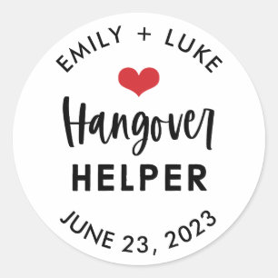 Custom Hangover Helper Wedding Recovery Kit  Classic Round Sticker