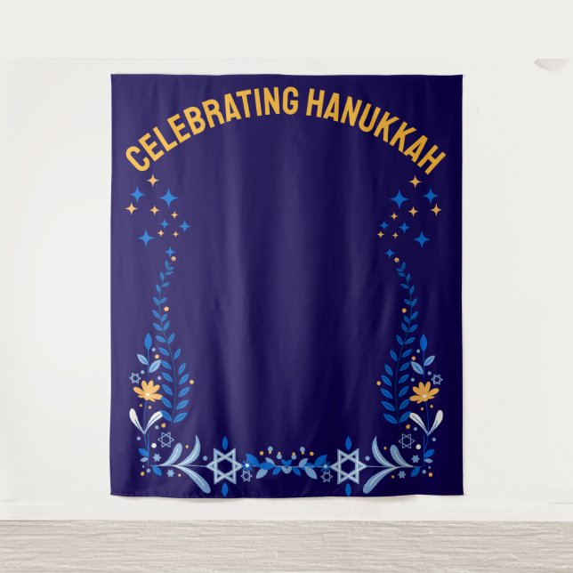 Custom HANUKKAH FAMILY REUNION Photo Backdrop Tapestry (Front)